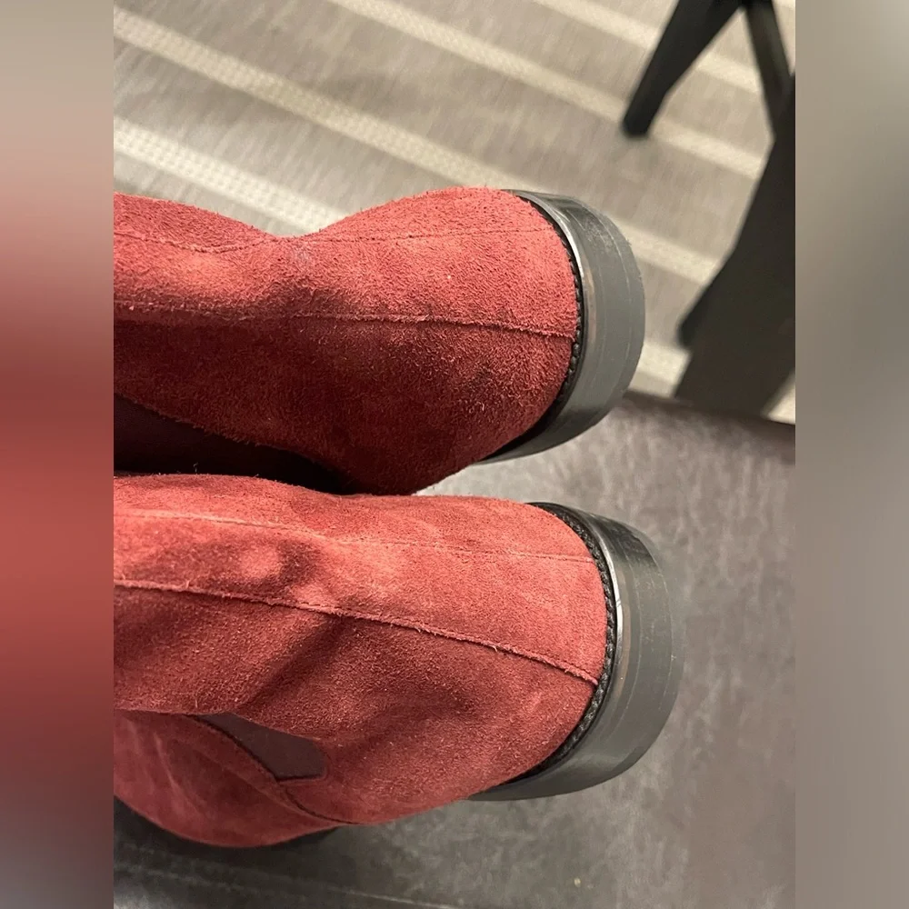 ORO Los Angeles Suede Granada Chelsea Boot in Burgundy US 11